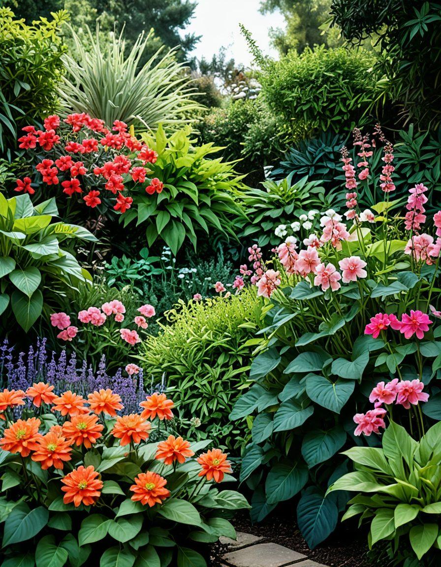 A visually striking split image depicting a lush, verdant garden on one side representing flourishing plants, and a close-up of a delicate flower shedding its petals on the other side symbolizing deflowering. The background should transition from bright and vibrant colors on the blossoming side to softer, muted tones on the deflowering side, with detailed textures showcasing the complexity of plant life. The overall composition should evoke a sense of mystery and beauty in the lifecycle of plants. super-realistic. vibrant colors. white background.
